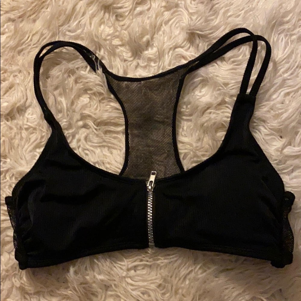 Black zip bikini top